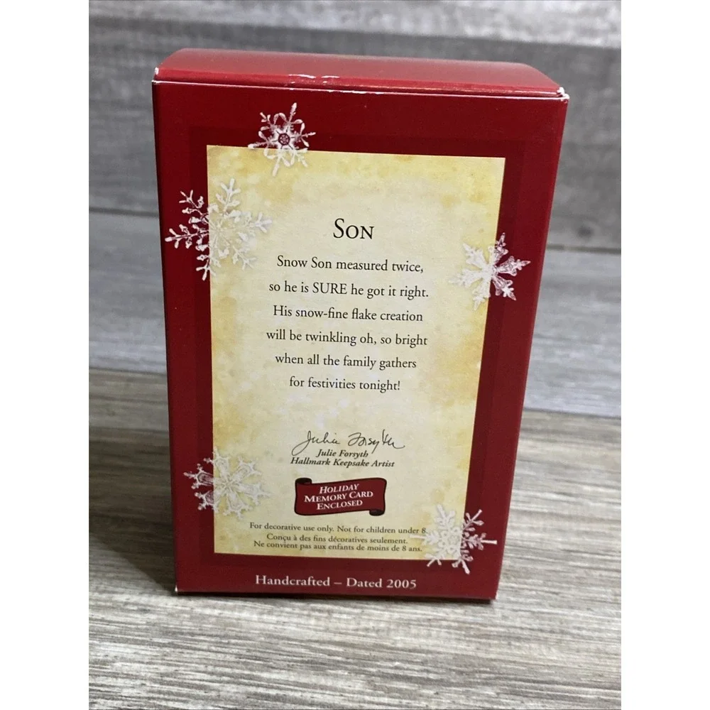 Vintage 2005 Hallmark Keepsake Son Snowman Bell Christmas Ornament Small W Box‎